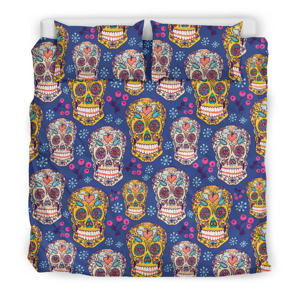 Sugar Skull Flower Pattern Bedding Set