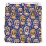 Sugar Skull Flower Pattern Bedding Set