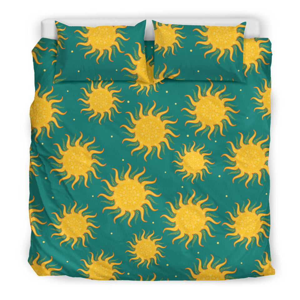 Sun Green Background Bedding Set