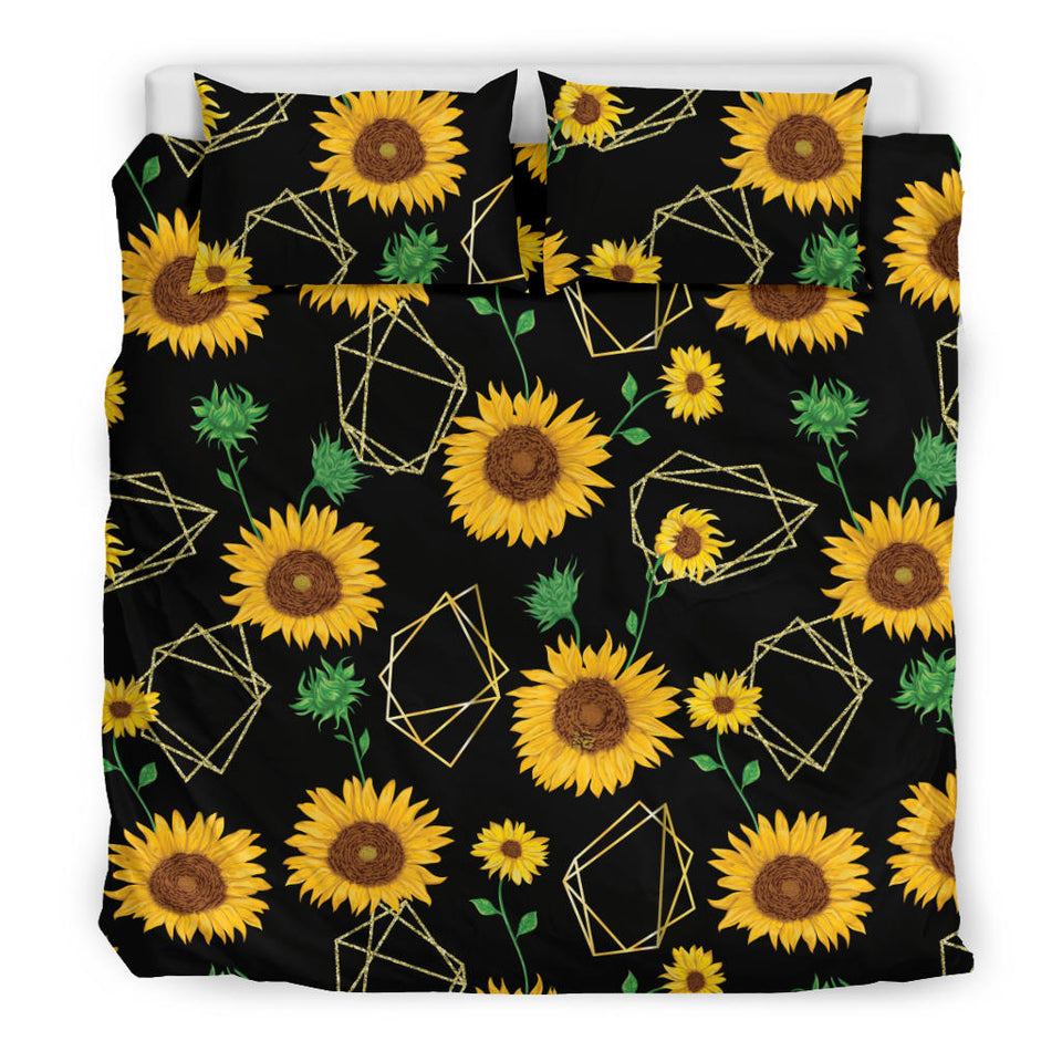 Sunflower Golden Polygonal Shapes Bedding Set