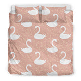 Swan Flower Light Pink Background Bedding Set