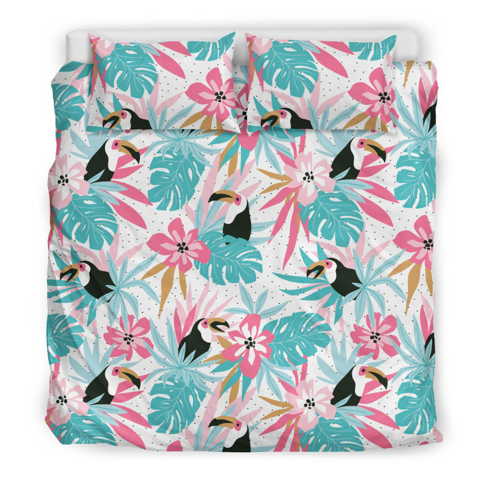 Toucan Tropical Flower Leave Pattern Bedding Set