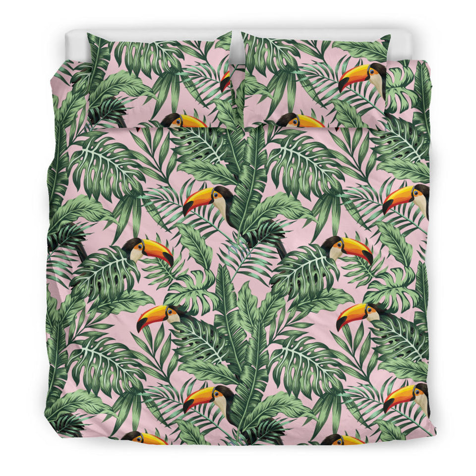 Toucan Tropical Green Jungle Palm Pattern Bedding Set