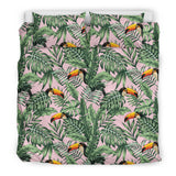 Toucan Tropical Green Jungle Palm Pattern Bedding Set