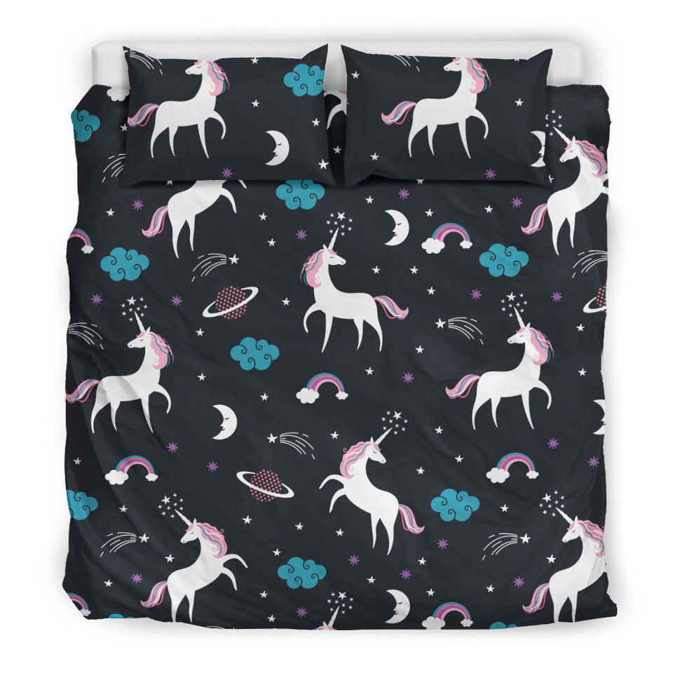 Unicorn Rainbows Moon Clound Star Pattern Bedding Set