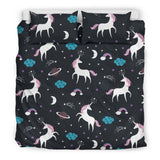 Unicorn Rainbows Moon Clound Star Pattern Bedding Set