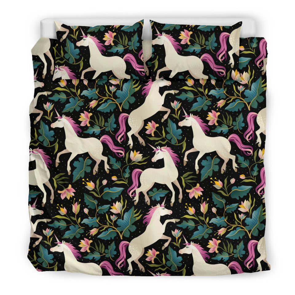 Unicorns Forest Background Bedding Set