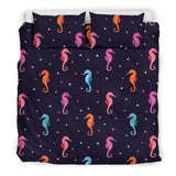 Watercolor Colorful Seahorse Pattern Bedding Set