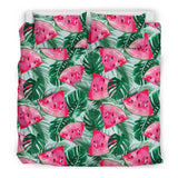 Watermelons Tropical Palm Leaves Pattern Bedding Set