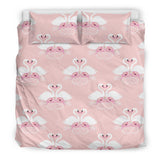 White Swan And Flower Love Pattern Bedding Set