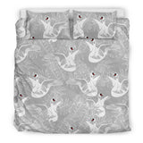 White Swan Gray Background Bedding Set
