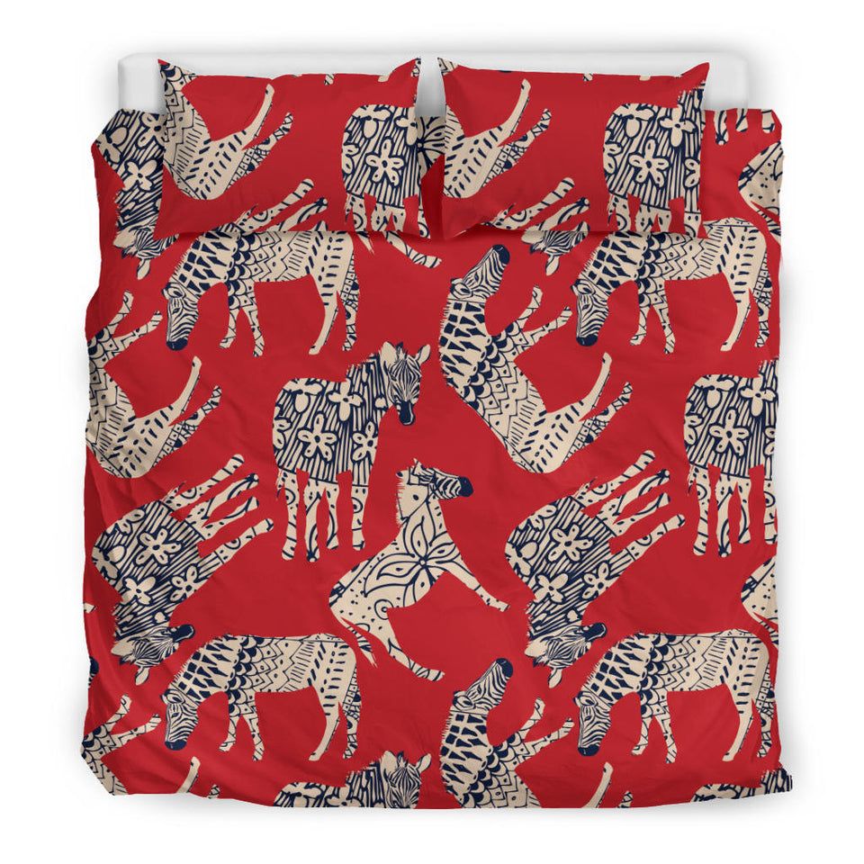 Zebra Abstract Red Background Bedding Set