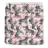 Zebra Pink Flower Background Bedding Set