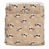 Cute Raccoon Heart Pattern Bedding Set