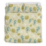 Seahorse Shell Starfish Pattern Background Bedding Set