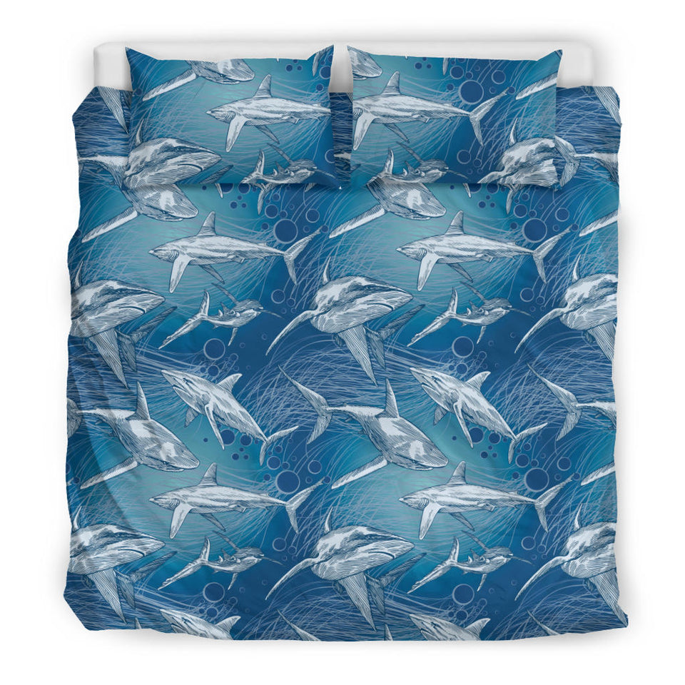 Shark Hand Drawn Bedding Set