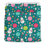Snowman Bird Decorative Elements Christmas Pattern Bedding Set