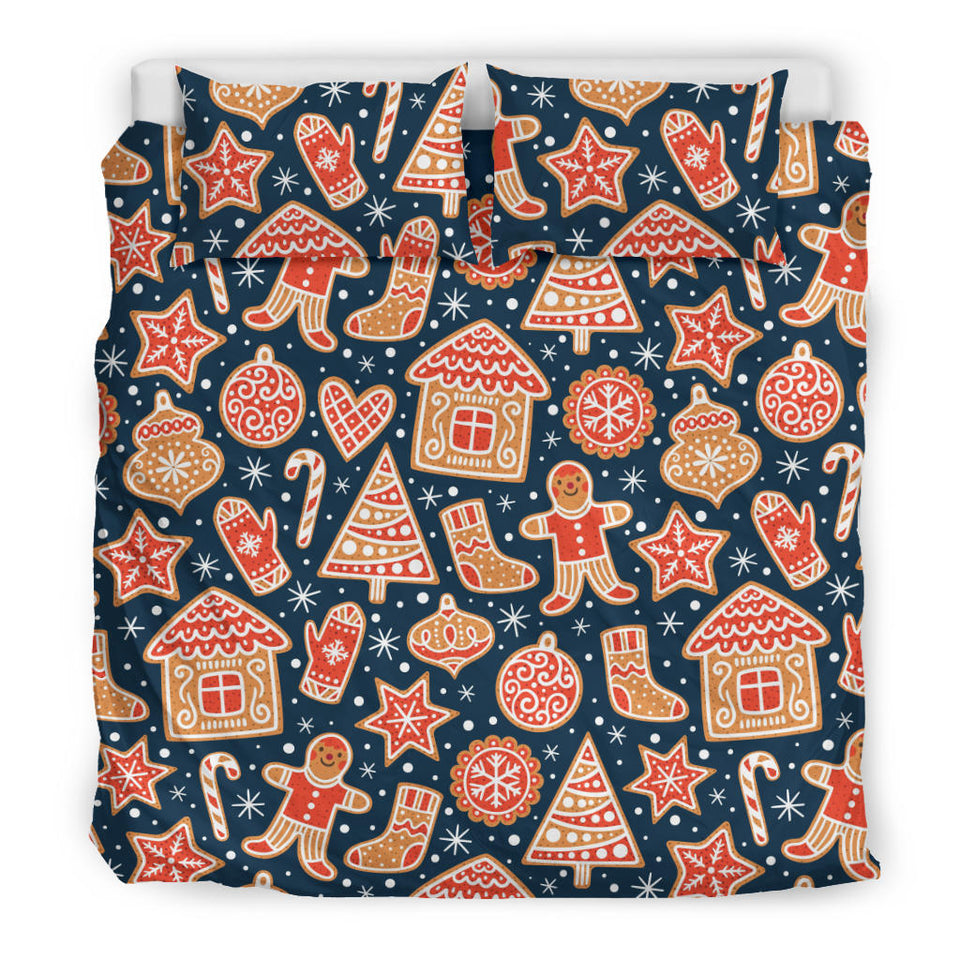 Christmas Gingerbread Cookie Pattern Bedding Set