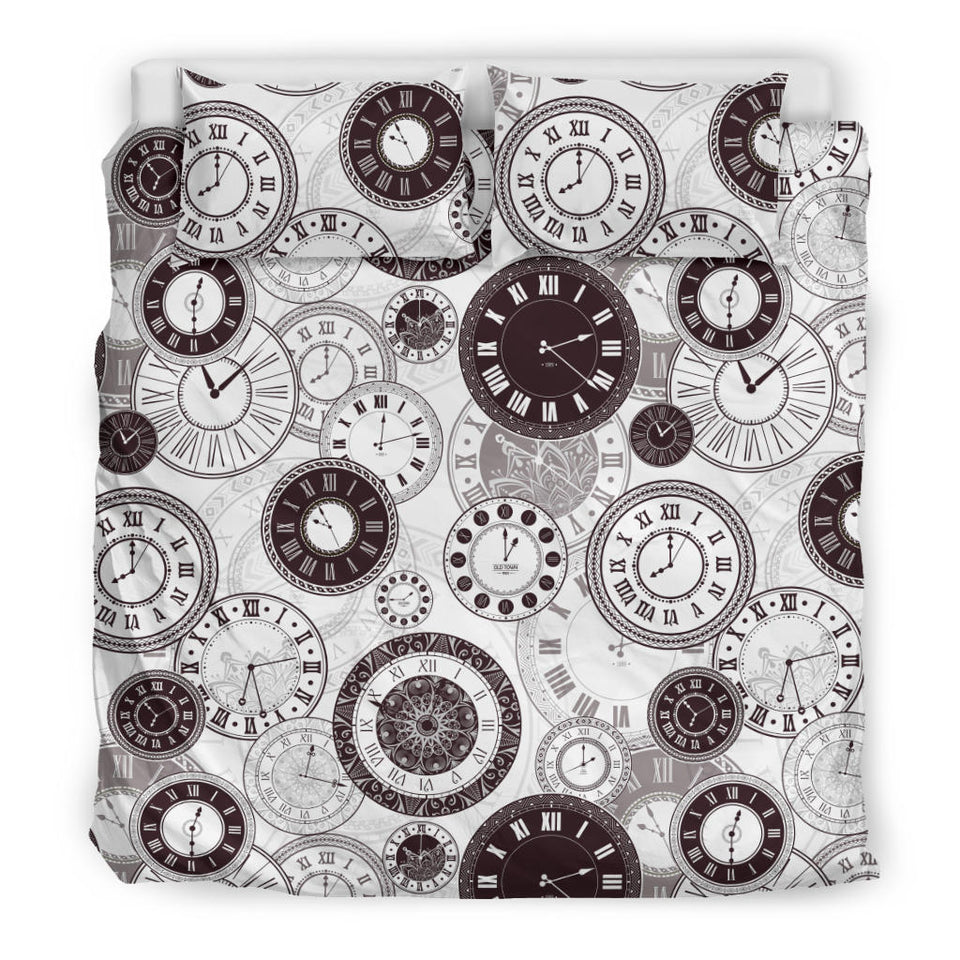 Classic Vintage Clock Pattern Bedding Set