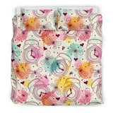 Clock Butterfly Pattern Bedding Set