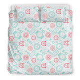 Clock Time Pattern Blackground Bedding Set