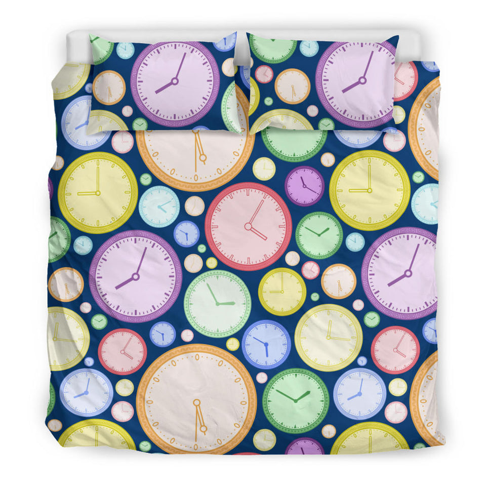 Colorful Clock Background Bedding Set