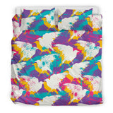 Colorful Crow Illustration Pattern Bedding Set