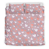 Coral White Heart Pattern Bedding Set