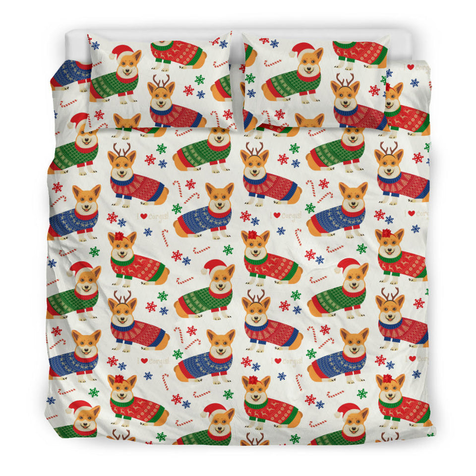Corgi Christmas Pattern Bedding Set