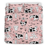 Cows Milk Product Pink Background Bedding Set