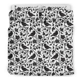Crow Dark Floral Pattern Bedding Set