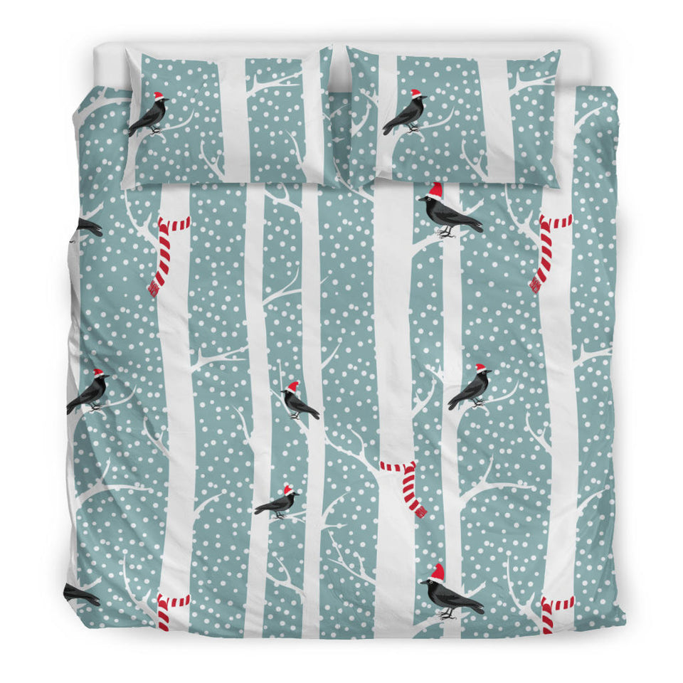 Crows Christmas Hat Scarf Bedding Set