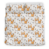 Cute Corgi Heart Star Bone Pattern Bedding Set