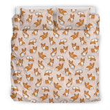 Cute Corgis Pattern Pink Background Bedding Set