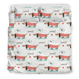 Cute Dachshund Bone Pattern Bedding Set