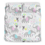 Cute Elephant Mouse Pattern Bedding Set