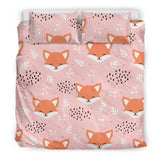 Cute Fox Pattern Pink Background Bedding Set