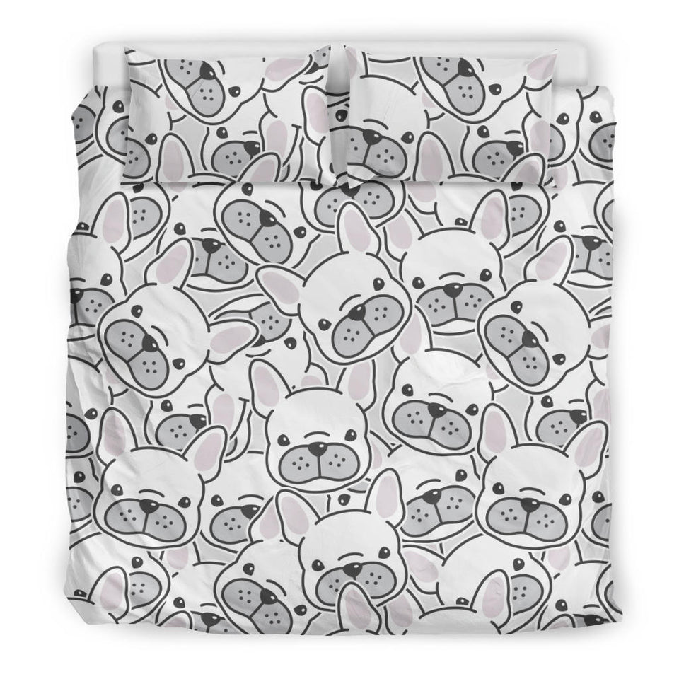 Cute French Bulldog Head Pattern Bedding Set