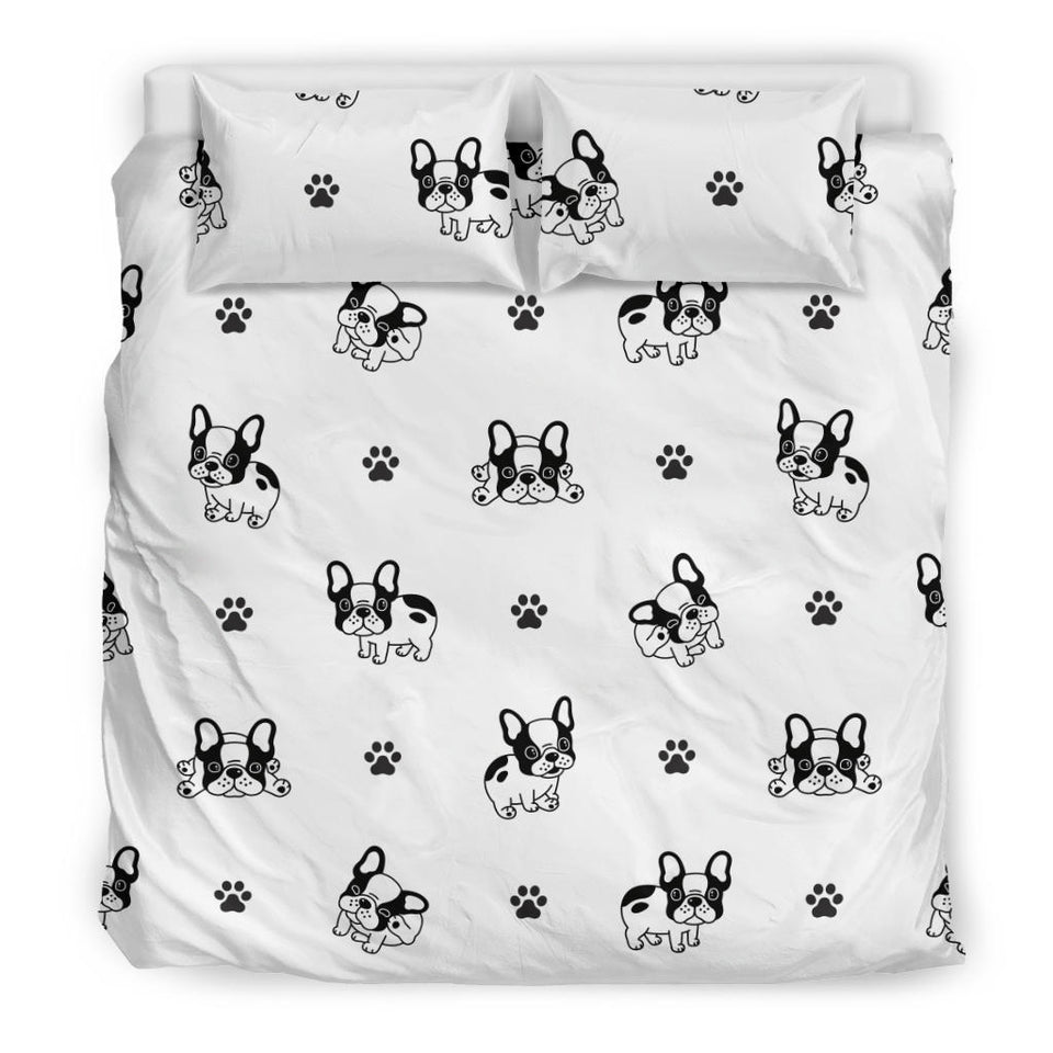 Cute French Bulldog Paw Pattern Bedding Set