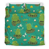 Cute Frog Dragonfly Design Pattern Bedding Set
