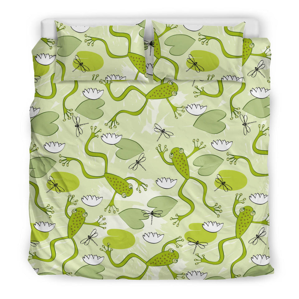 Cute Frog Dragonfly Pattern Bedding Set