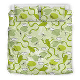 Cute Frog Dragonfly Pattern Bedding Set
