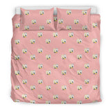Cute Hamster Cheese Pattern Pink Background Bedding Set