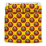 Daruma Japanese Wooden Doll Yellow Background Bedding Set
