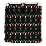 Deer Christmas New Year Pattern Argyle Bedding Set