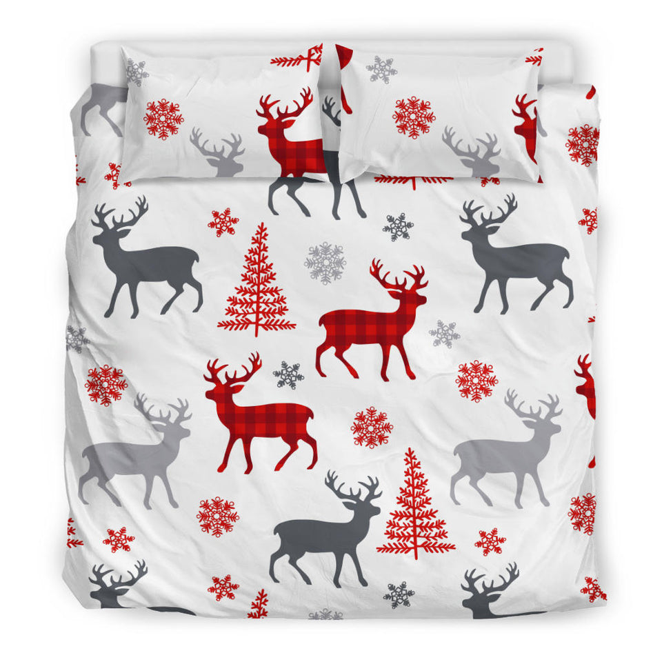 Deer Tree Snowflakes Chrismas Pattern Bedding Set