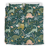Dinosaurs Tropical Leaves Flower Pattern Bedding Set