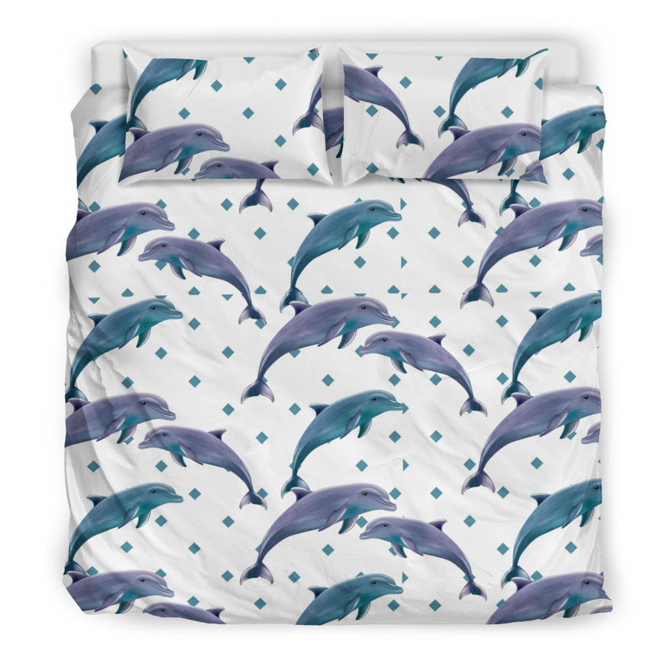 Dolphins Pattern Dotted Background Bedding Set