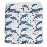 Dolphins Pattern Dotted Background Bedding Set