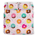 Donut Pattern Glaze Pink Background Bedding Set.